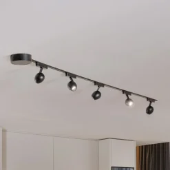 Lumaro skinnesystem, spots,5 lyskilder,sort,Ø6cm,48V,dæmpbar