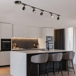 Lumaro skinnesystem, spots,5 lyskilder,sort,Ø6cm,48V,dæmpbar