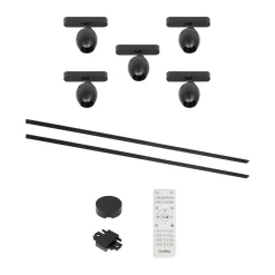 Lumaro skinnesystem, spots,5 lyskilder,sort,Ø6cm,48V,dæmpbar