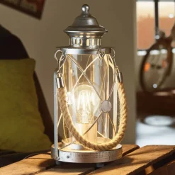 Lys lanterne bordlampe Kirian sølv-antik