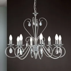 Lysekrone Alessia 8 lyskilder krystalglas krom