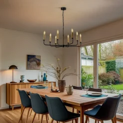 Lysekrone Ampli, sort/guld, 8 lyskilder