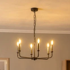 Lysekrone Ampli, sort/guld, 6 lyskilder