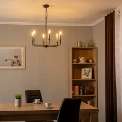 Lysekrone Ampli, sort/guld, 6 lyskilder