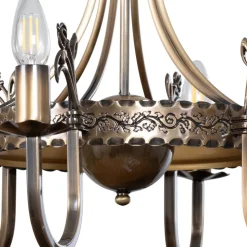 Lysekrone Castle, lys patineret, Ø 62 cm, metal, 6 lyskilder.