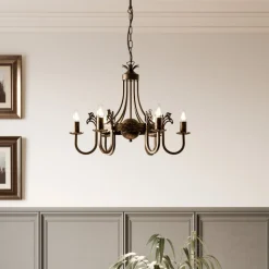 Lysekrone Castle mørk håndpatineret 6 lyskilder