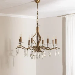 Lysekrone Elizabeth Ø80cm metal/krystal 8flg. antik guld