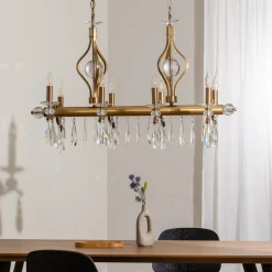 Lysekrone Elizabeth 105x55 cm metal/glas 8flg. antik guld