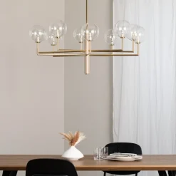 Lysekrone Feme, guldfarvet, glas, 10 lyskilder, G9