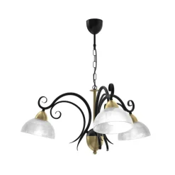 Lysekrone Flora, 3 glasskærme, sort/messing