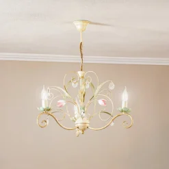 Lysekrone Florina med blomsterdekoration, 3 lyskilder