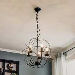 Lysekrone Globe med 5 lyskilder, sort