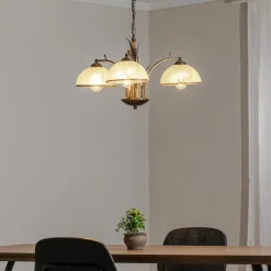 Lysekrone Korfu, 3 lyskilder, antik guldfarve, Ø 68 cm