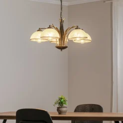 Lysekrone Korfu, 5 lyskilder, Ø 68 cm, antik guldfarve