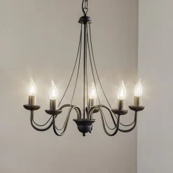 Lysekrone Malbo med 5 lyskilder i sort