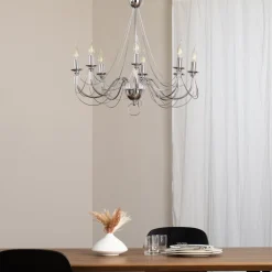 Lysekrone Retro, 8 lyskilder 75 cm, krom