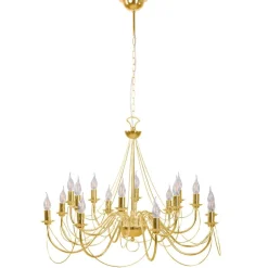 Lysekrone Retro, 16-flammet, guld