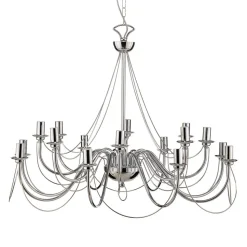 Lysekrone Retro, 16-flammet, krom