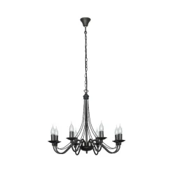 Lysekrone Rosa, sort, 8 lyskilder, metal