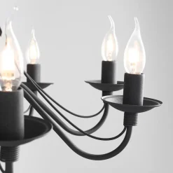 Lysekrone Rosa, sort, 8 lyskilder, metal