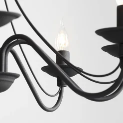 Lysekrone Rosa, sort, 8 lyskilder, metal