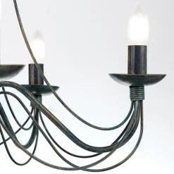 Lysekrone Vela, 5 lyskilder, sort-grøn antik