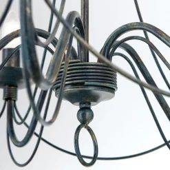 Lysekrone Vela, 5 lyskilder, sort-grøn antik