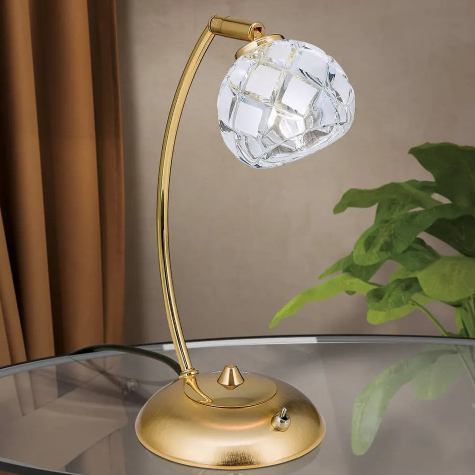 Maderno bordlampe med blykrystal, guld