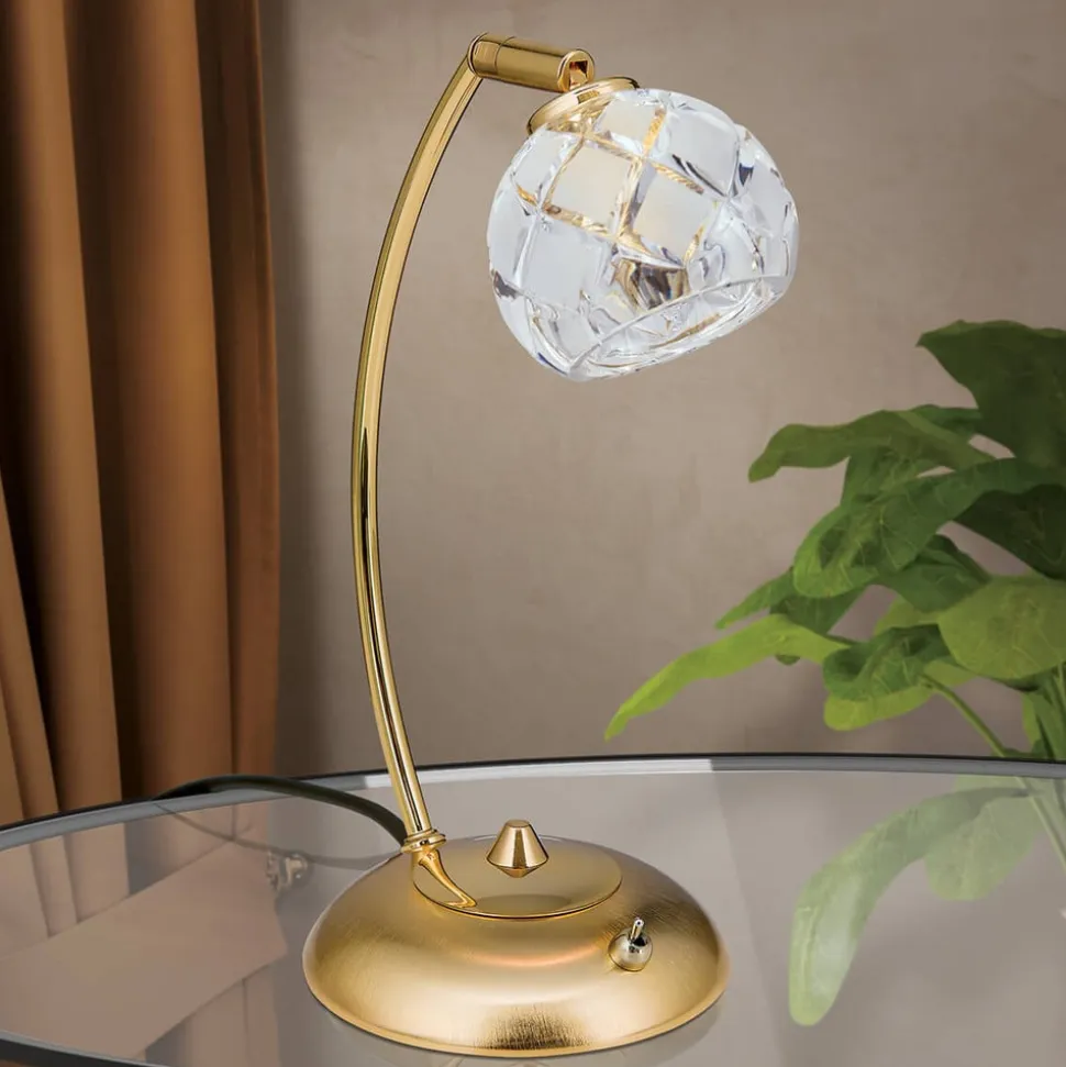 Maderno bordlampe med blykrystal, guld