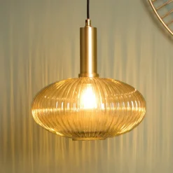 Maloto glas-hængelampe, Ø 30 cm, ravgul