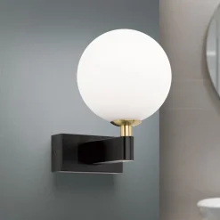 Mara væglampe, sort, glas, 17,5 cm høj, G9, IP44