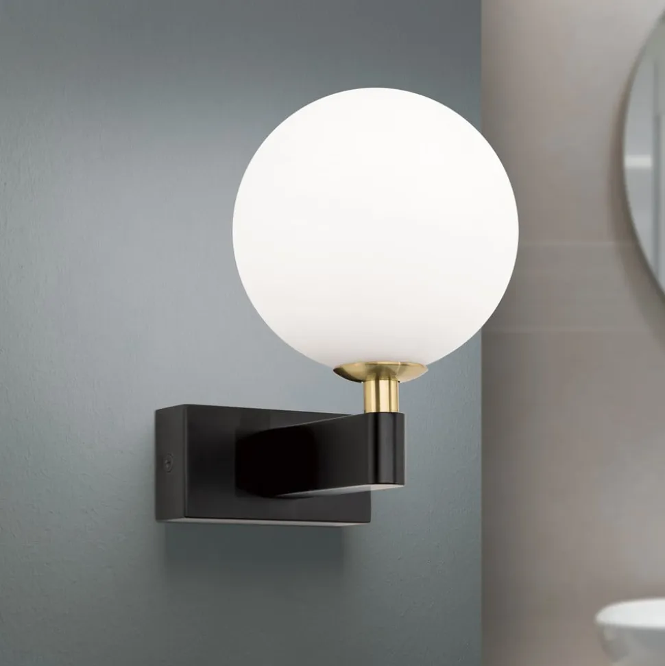 Mara væglampe, sort, glas, 17,5 cm høj, G9, IP44