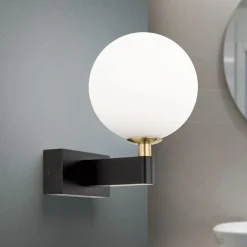 Mara væglampe, sort, glas, 17,5 cm høj, G9, IP44