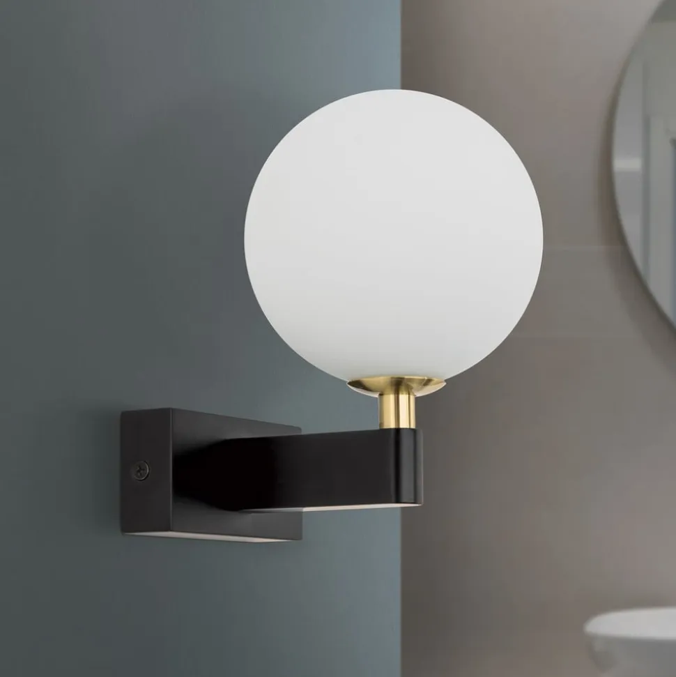 Mara væglampe, sort, glas, 17,5 cm høj, G9, IP44