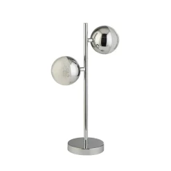 Marbles LED-bordlampe, kromfarvet, glas, 45 cm høj