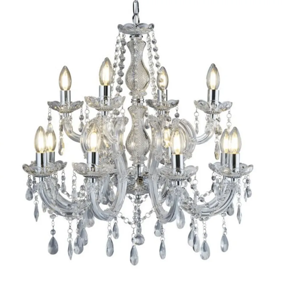 MARIE THERESE klassisk lysekrone, krom