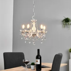 Marie Therese lysekrone, krom, 5 lyskilder