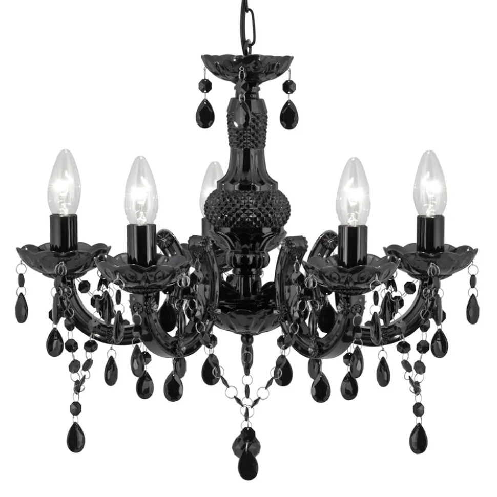 Marie Therese lysekrone, sort, 5 lyskilder
