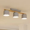 Mariel 3-lys loftslampe lysegrå naturtræ