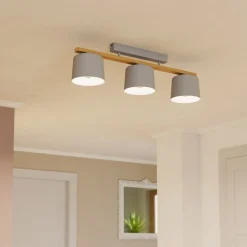 Mariel 3-lys loftslampe lysegrå naturtræ