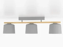 Mariel 3-lys loftslampe lysegrå naturtræ