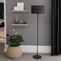 Maserlo gulvlampe, sort, højde 151 cm, stof/stål