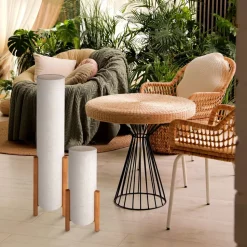 Matilda gulvlampe med stofskærm i hør-look