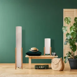 Matilda gulvlampe med stofskærm i hør-look