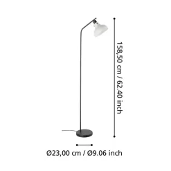 Matlock gulvlampe, højde 158 cm, grå/sort