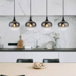 Maxy hængelampe, længde 100 cm, røggrå, glas, 4 lyskilder.