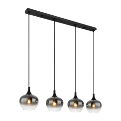 Maxy hængelampe, længde 100 cm, røggrå, glas, 4 lyskilder.