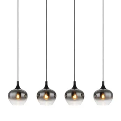 Maxy hængelampe, længde 100 cm, røggrå, glas, 4 lyskilder.