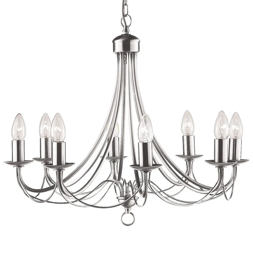 Maypole lysekrone, satineret sølv, 8 lyskilder