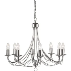 Maypole lysekrone, satineret sølv, 8 lyskilder